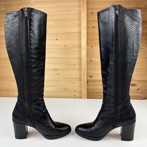 Dune London Knee-High Mid Block Heeled Black Boots Size EU 39 US 8 Dune Black - Picture 4 of 16